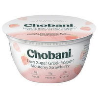 Chobani Yogurt, Greek, Low-Fat, Less Sugar, Monterey Strawberry, 5.3 Ounce