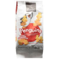 Essential Everyday Baked Snack Crackers, Penguins, Extra Cheddar, 6.6 Ounce