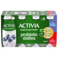 Activia Yogurt Drink, Low Fat, Blueberry/Strawberry, Probiotic Dailies, 8 Each