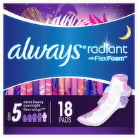 Always Radiant Radiant Overnight Pads, Size 5, 18 Each