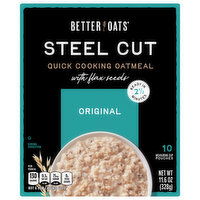 Better Oats Oatmeal, with Flax Seeds, Quick Cooking, Steel Cut, 11.6 Ounce