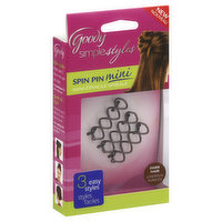 Goody Spin Pin, Mini, Dark Hair, 3 Each