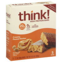 Think! Protein Bar, High Protein, Creamy Peanut Butter, 5 Each