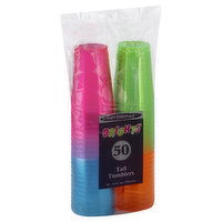 Party Essentials Brights Tumblers, Tall, 10 Fluid Ounces, Neon Assorted, 50 Each