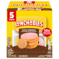 Lunchables Cracker Stackers, with Vanilla Creme Cookies, Ham & Cheddar, 5 Pack, 5 Each