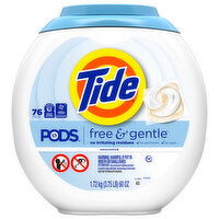 Tide Pods Detergent, Free & Gentle, Coldwater Clean, Pacs, 76 Each