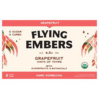 Flying Embers Hard Kombucha, Grapefruit, 6 Each