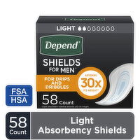 Depend Bladder Control Shields Incontinence Shields, Pads for Men, Light Absorbency, 58 Each