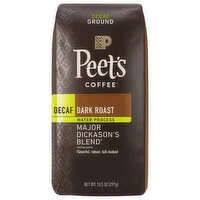 Peet's Coffee Coffee, Ground, Dark Roast, Major Dickason's Blend, Decaf, 10.5 Ounce