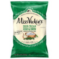 Miss Vickie's Potato Chips, Sour Cream Herb & Onion, Kettle Cooked, 8 Ounce