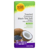 Wild Harvest Milk Chocolate, Belgian, Toasted Coconut Black Sea Salt, 3 Ounce