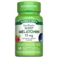 Nature's Truth Natural Berry Flavor Fast Dissolve Tablets 12 mg Sleep Melatonin, 60 Each