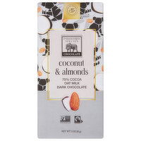 Endangered Species Dark Chocolate, Coconut & Almonds, 75% Cocoa, Oat Milk, 3 Ounce