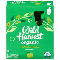 Wild Harvest Apple Sauce, Organic, Unsweetened, 4 Each