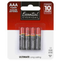 Essential Everyday Batteries, Alkaline, AAA, 4 Pack, 4 Each