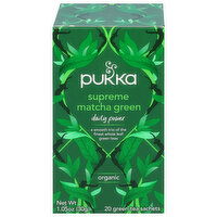 Pukka Green Tea, Organic, Daily Power, Supreme Matcha Green, Sachets, 20 Each