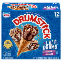 Drumstick Lil' Drums Frozen Dairy Dessert Cones, Vanilla/Chocolate, 12 Each