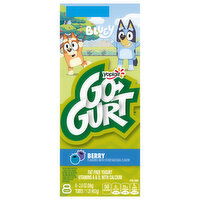 Go-Gurt Yogurt, Fat Free, Bluey, Berry Flavored, 8 Each