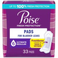 Poise Fresh Protection Pads, 6, Ultimate Regular, 33 Each