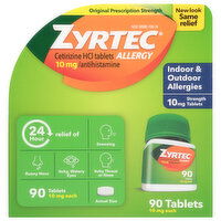 Zyrtec Allergy, Original Prescription Strength, 10 mg, Tablets, 90 Each