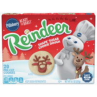 Pillsbury Ready to Bake! Reindeer Shape Sugar Cookie Dough, 20 Each