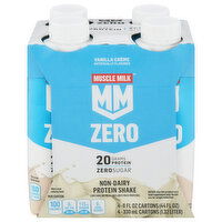 Muscle Milk Zero Protein Shake, Non-Dairy, Vanilla Creme, 4 Each