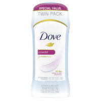 Dove Anti-Perspirant Deodorant, Powder , Twin Pack, Special Value, 2 Each