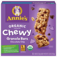 Annie's Granola Bars, Chocolate Chip, Chewy, Organic, 6 Each