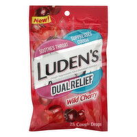 Ludens Cough Drops, Dual Relief, Wild Cherry, 25 Each