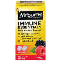 Airborne Chewable Tablets Immune Essentials Very Berry Flavor Daily Immune Support, 110 Each