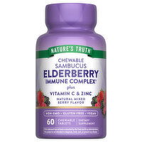Nature's Truth Chewable Tablets Sambucus Elderberry Natural Mixed Berry Flavor Immune Complex, 60 Each