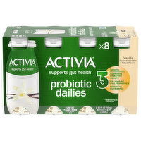 Activia Yogurt Drink, Low Fat, Vanilla, Probiotic Dailies, 8 Each