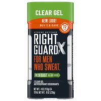 Right Guard Xtreme Defense Antiperspirant/Deodorants, Fresh Blast, Clear Gel, 2 Each