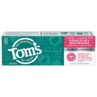 Tom's of Maine Toothpaste, Sensitive + Whitening, Soothing Mint, 4 Ounce