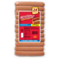 Gwaltney Hot Dogs, Chicken, Traditional, Bun Size, 3 Pound Family Pack, 24 Each