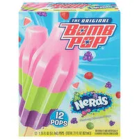 Bomb Pop Pops, Strawberry, Watermelon & Grape, Nerds Candy, 12 Each