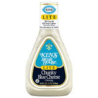 Ken's Steak House Steak House Dressing, Blue Cheese, Chunky, Lite, 16 Fluid ounce