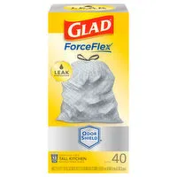 Glad ForceFlex Drawstring Bags, Tall Kitchen, 13 Gallon, 40 Each