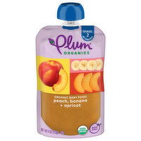 Plum Organics Stage 2 Organic Baby Food Peach, Banana + Apricot 4oz Pouch, 4 Ounce