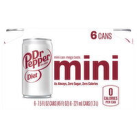 Diet Dr Pepper Mini Soda, 6 Each
