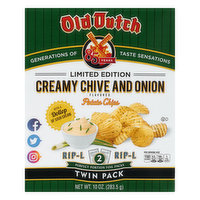 Old Dutch Foods Rip-L Twin Pack Creamy Chive and Onion Potato Chips, 10 Ounce