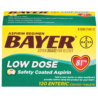 Bayer Aspirin, Low Dose, 81 mg, Tablets, 120 Each