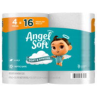 Angel Soft Bathroom Tissue, Unscented, Mega, 2-Ply, 4 Each