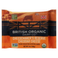 British Organic Dairy Co. Cheese, Organic, Cheesemaker' Reserve, Cheddar, 7 Ounce