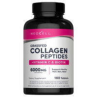 Neocell Grassfed Tablets 6000 mg Collagen Peptides + Vitamin C & Biotin, 180 Each