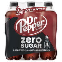 Dr Pepper Soda, Zero Sugar, 6 Pack, 6 Each