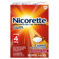 Nicorette Stop Smoking Aid, 4 mg, Gum, Cinnamon Surge, 100 Each