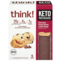 Think! Protein Bars, Keto, Chocolate Peanut Butter Cookie Dough, 5 Each