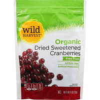 Wild Harvest Cranberries, Organic, Sweetened, Dried, 4 Ounce