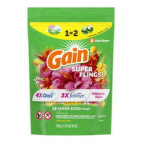 Gain Super Sized Flings Laundry Detergent Pacs, Hibiscus Hula, 18 Each